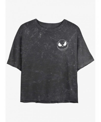 Disney The Nightmare Before Christmas Jack Skellington Pocket Mineral Wash Girls Crop T-Shirt $10.12 T-Shirts