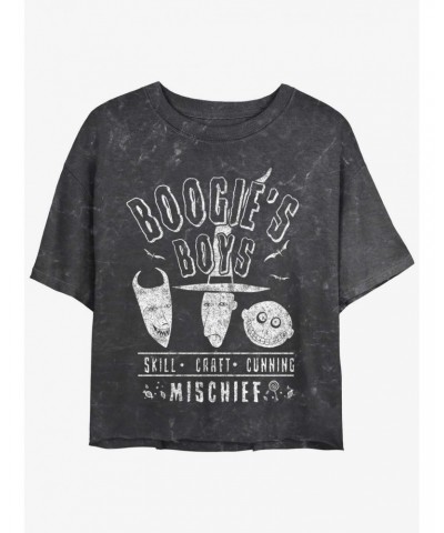 Disney The Nightmare Before Christmas Boogie's Boys Mineral Wash Girls Crop T-Shirt $10.98 T-Shirts