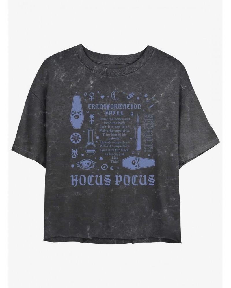 Disney Hocus Pocus Transformation Spell Lyrics Mineral Wash Girls Crop T-Shirt $8.96 T-Shirts