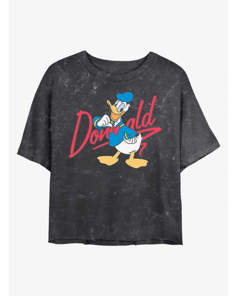 Disney Donald Duck Signature Donald Mineral Wash Crop Girls T-Shirt $10.40 T-Shirts