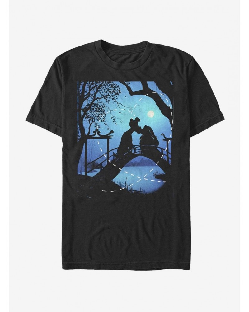 Disney Lady And The Tramp Silhouette Love T-Shirt $10.28 T-Shirts