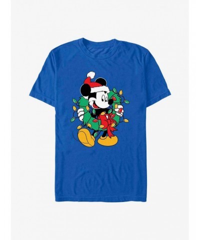 Disney Mickey Mouse Mickey Santa Wreath Lights T-Shirt $9.56 T-Shirts