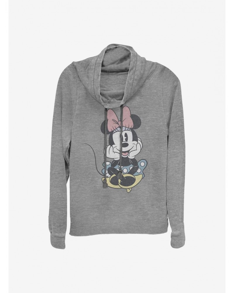 Disney Minnie Mouse Minnie Cute Pose Cowlneck Long-Sleeve Girls Top $16.61 Tops