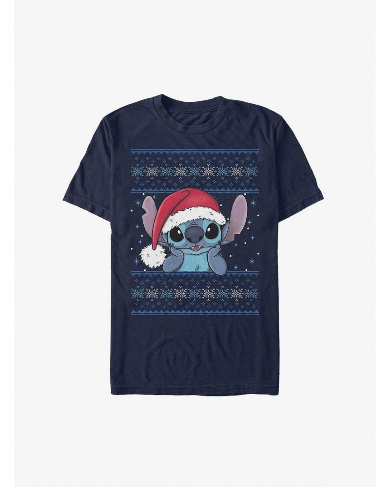 Disney Lilo & Stitch Santa Hat Ugly Christmas Extra Soft T-Shirt $12.86 T-Shirts