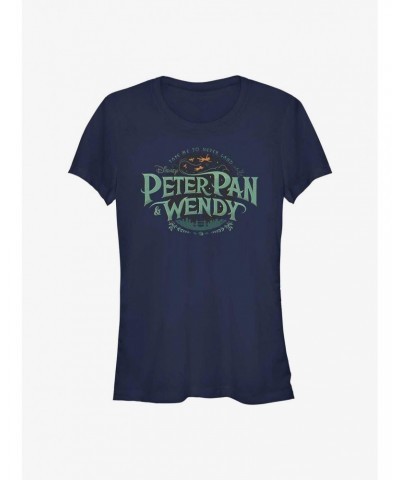 Disney Peter Pan & Wendy Movie Title Badge Girls T-Shirt $10.96 T-Shirts