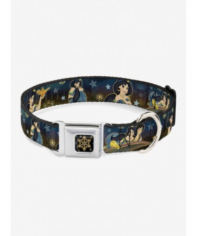 Disney Aladdin Carpet Ride Jasmine Flowers Seatbelt Buckle Dog Collar $9.21 Pet Collars