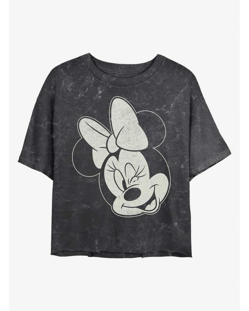 Disney Minnie Mouse Minnie Wink Mineral Wash Crop Girls T-Shirt $8.96 T-Shirts