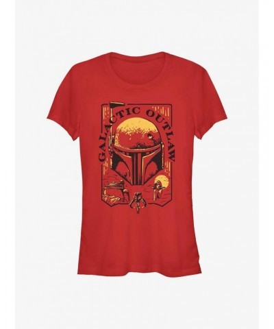 Star Wars The Book Of Boba Fett Galactic Outlaw Logo Girls T-Shirt $8.96 T-Shirts