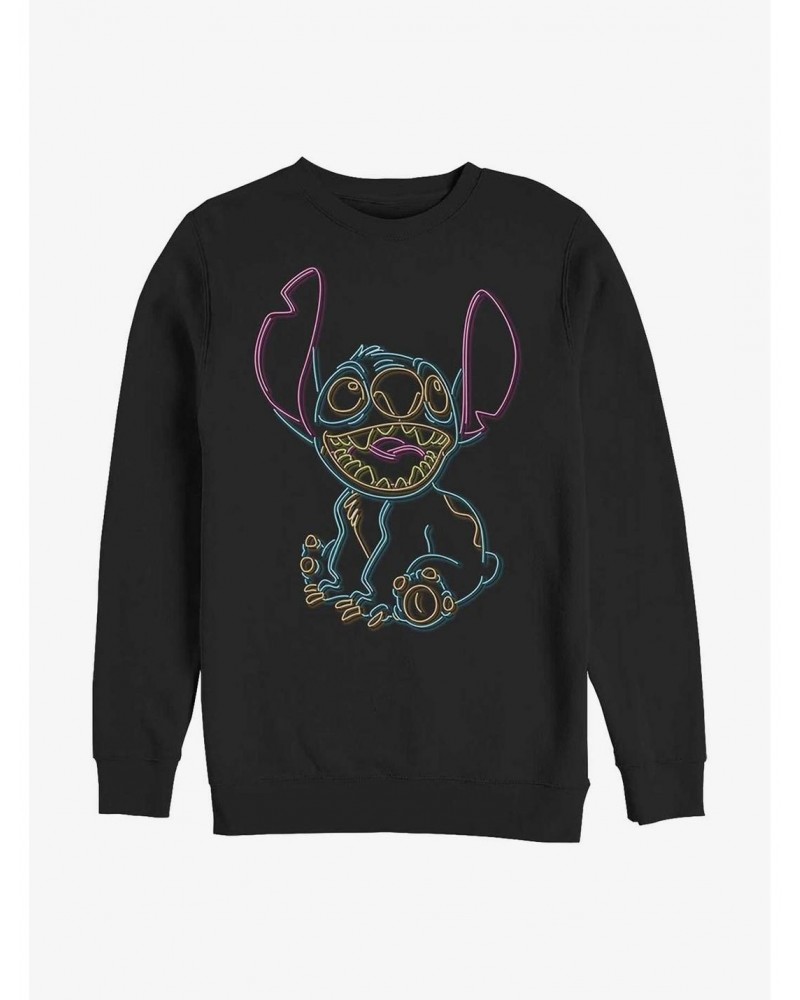 Disney Lilo & Stitch Neon Stitch Crew Sweatshirt $15.50 Sweatshirts