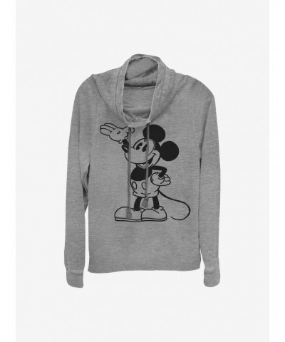 Disney Mickey Mouse Mickey Pose Cowlneck Long-Sleeve Girls Top $20.21 Tops