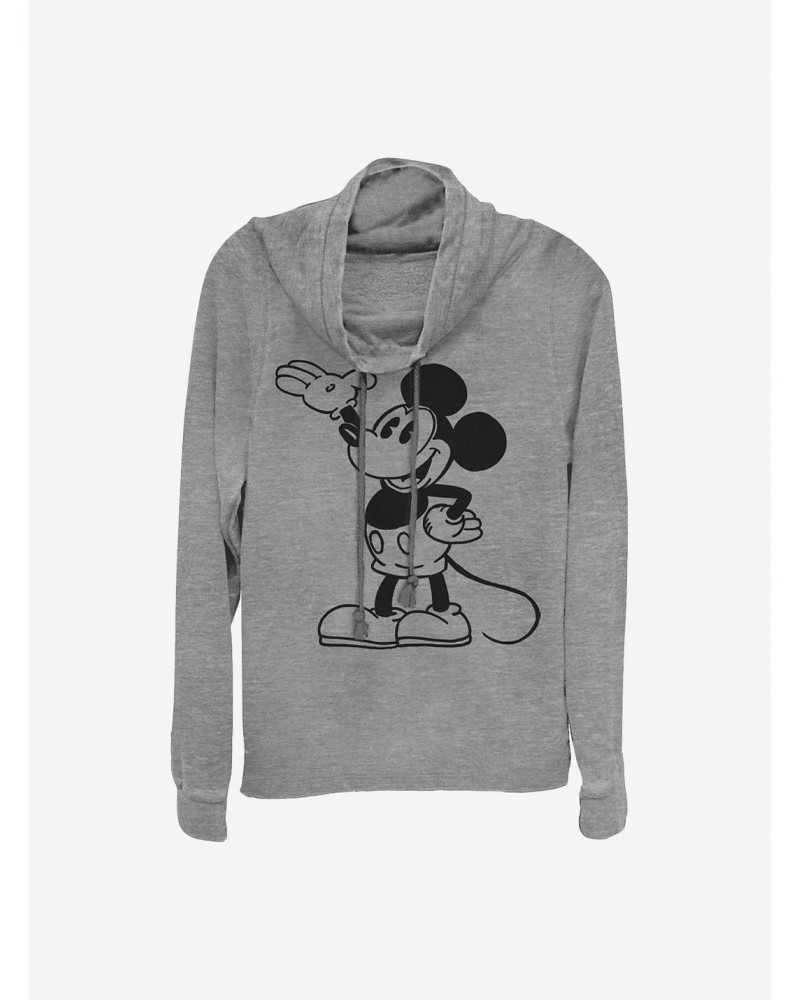 Disney Mickey Mouse Mickey Pose Cowlneck Long-Sleeve Girls Top $20.21 Tops