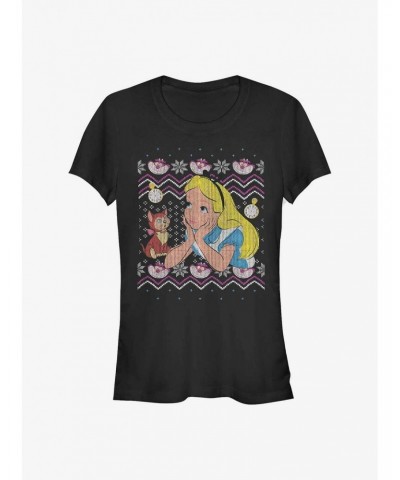 Disney Alice In Wonderland Ugly Sweater Girls T-Shirt $9.96 T-Shirts