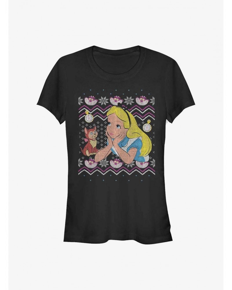 Disney Alice In Wonderland Ugly Sweater Girls T-Shirt $9.96 T-Shirts