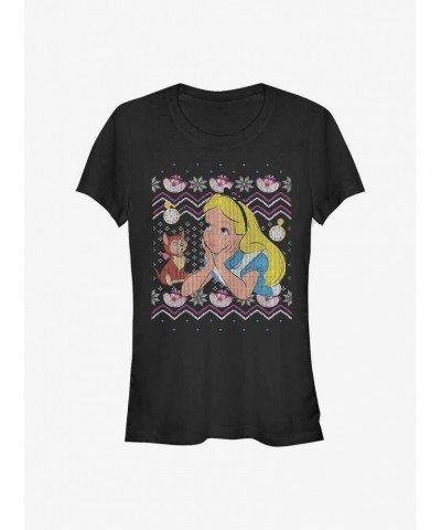 Disney Alice In Wonderland Ugly Sweater Girls T-Shirt $9.96 T-Shirts