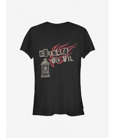 Disney Cruella Spray Paint Fire Girls T-Shirt $11.21 T-Shirts