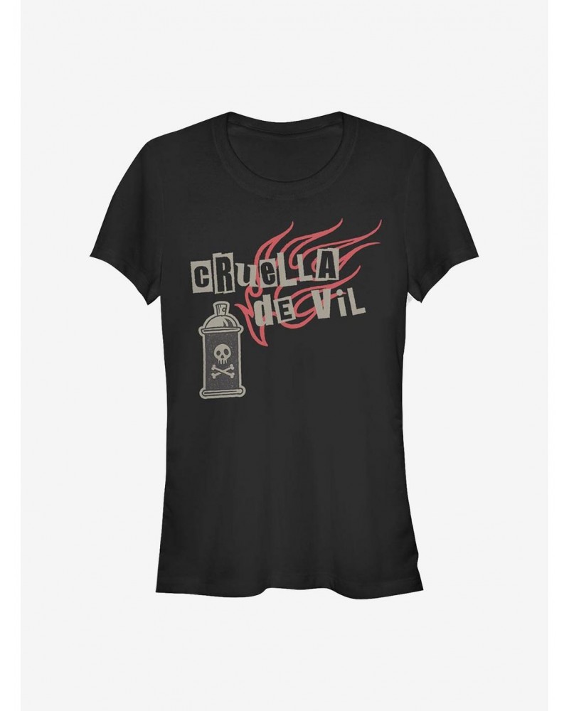 Disney Cruella Spray Paint Fire Girls T-Shirt $11.21 T-Shirts