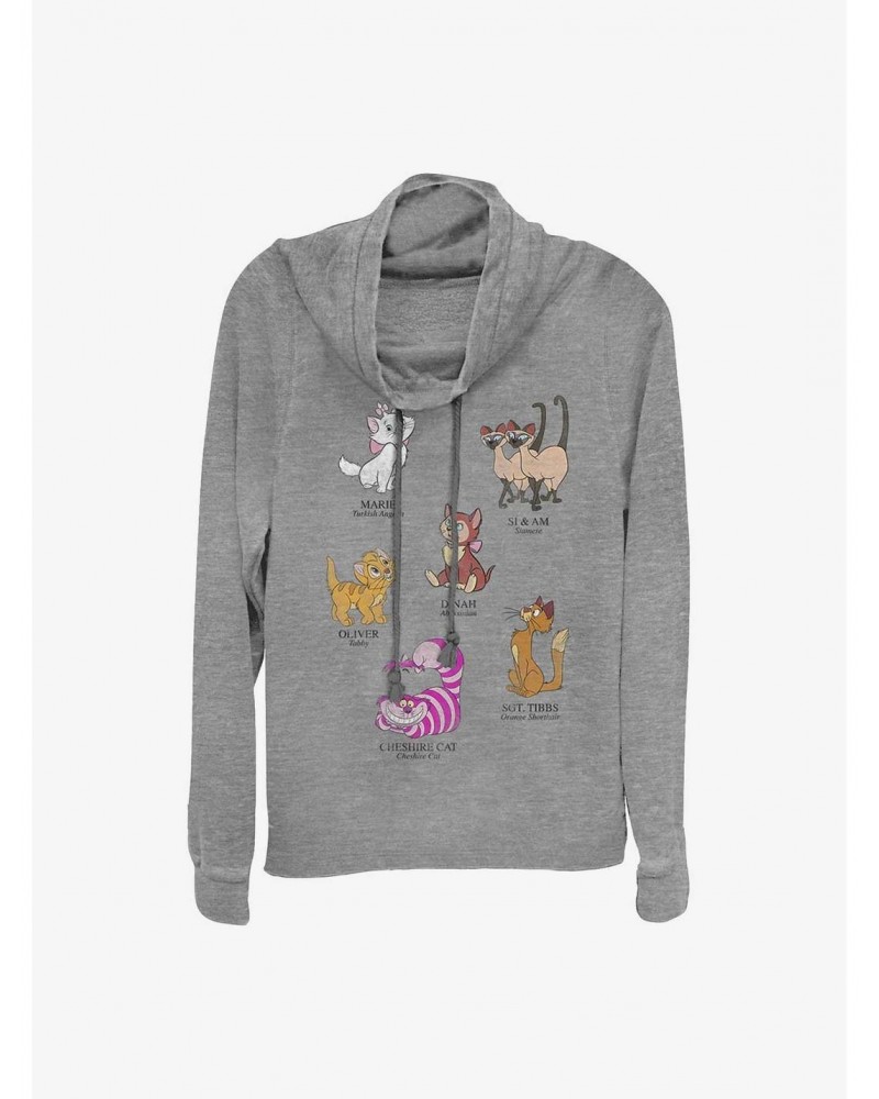 Disney Cats Breeds Cowlneck Long-Sleeve Girls T-Shirt $16.61 T-Shirts