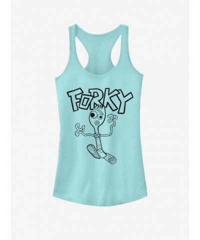 Disney Pixar Toy Story 4 Doodle Fork Girls Cancun Blue Tank Top $8.47 Tops