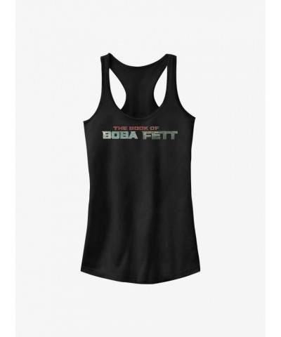 Star Wars The Book Of Boba Fett Boba Fett Text Logo Girls Tank Top $8.96 Tops