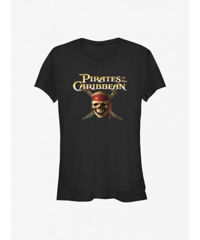 Disney Pirates of the Caribbean Skull Cross Logo Girls T-Shirt $8.96 T-Shirts