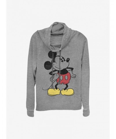 Disney Mickey Mouse Classic Vintage Mickey Cowlneck Long-Sleeve Girls Top $17.96 Tops