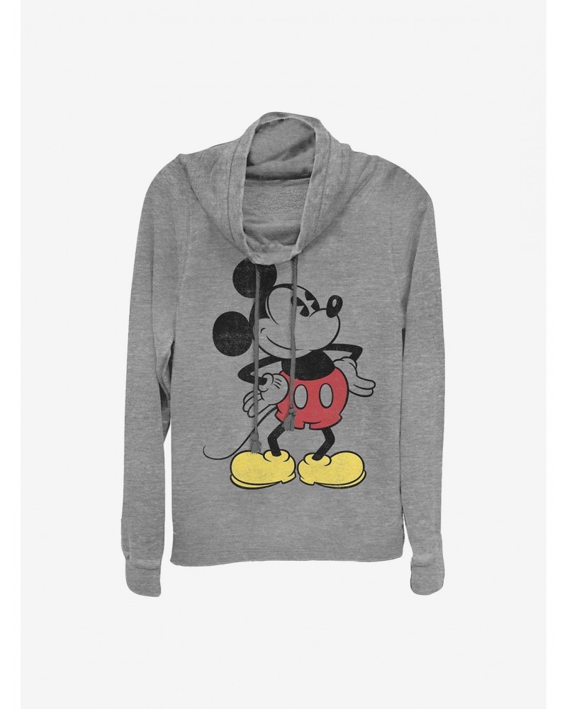 Disney Mickey Mouse Classic Vintage Mickey Cowlneck Long-Sleeve Girls Top $17.96 Tops