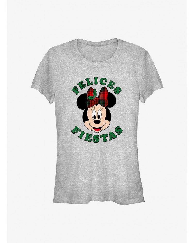 Disney Minnie Mouse Felices Fiestas Happy Holidays in Spanish Girls T-Shirt $7.47 T-Shirts