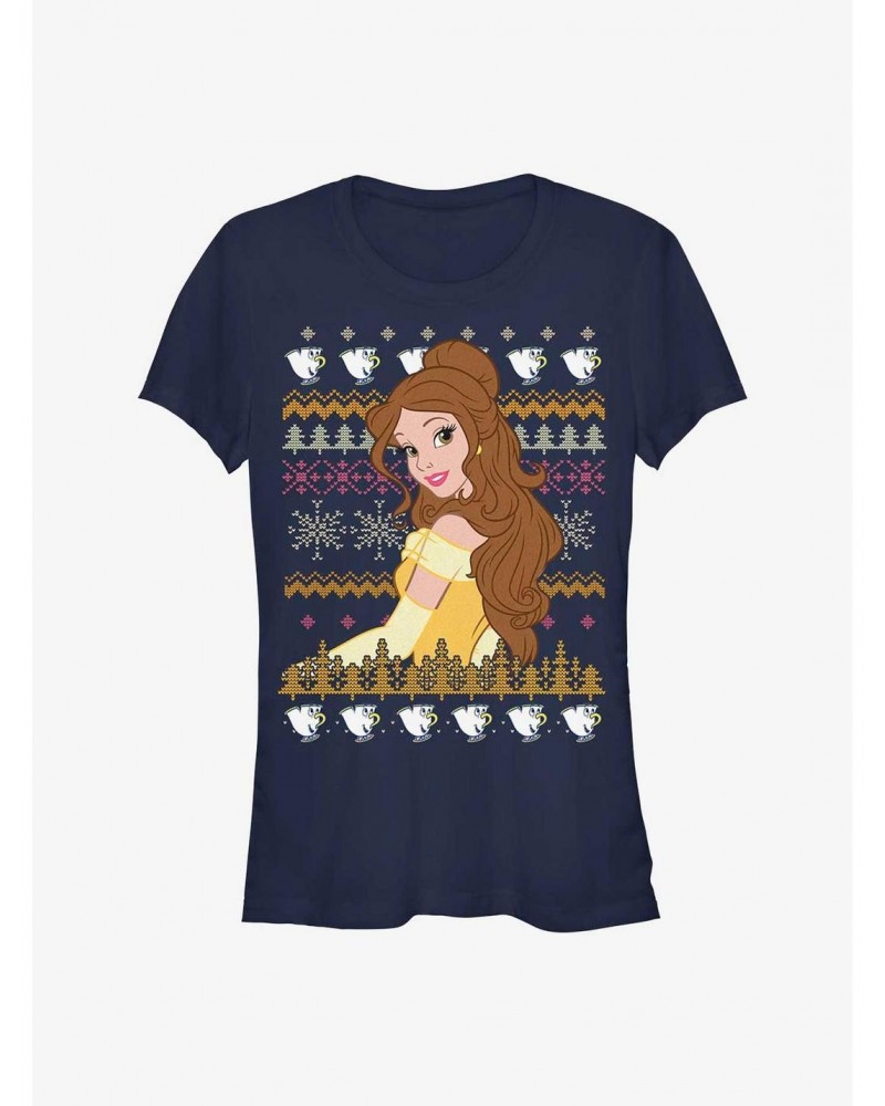 Disney Princess Belle Teacups Ugly Holiday Girls T-Shirt $8.22 T-Shirts
