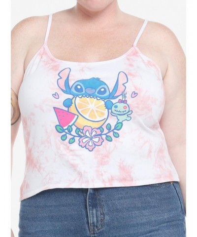 Disney Lilo & Stitch Fruit Tie-Dye Crop Girls Tank Top Plus Size $14.83 Tops