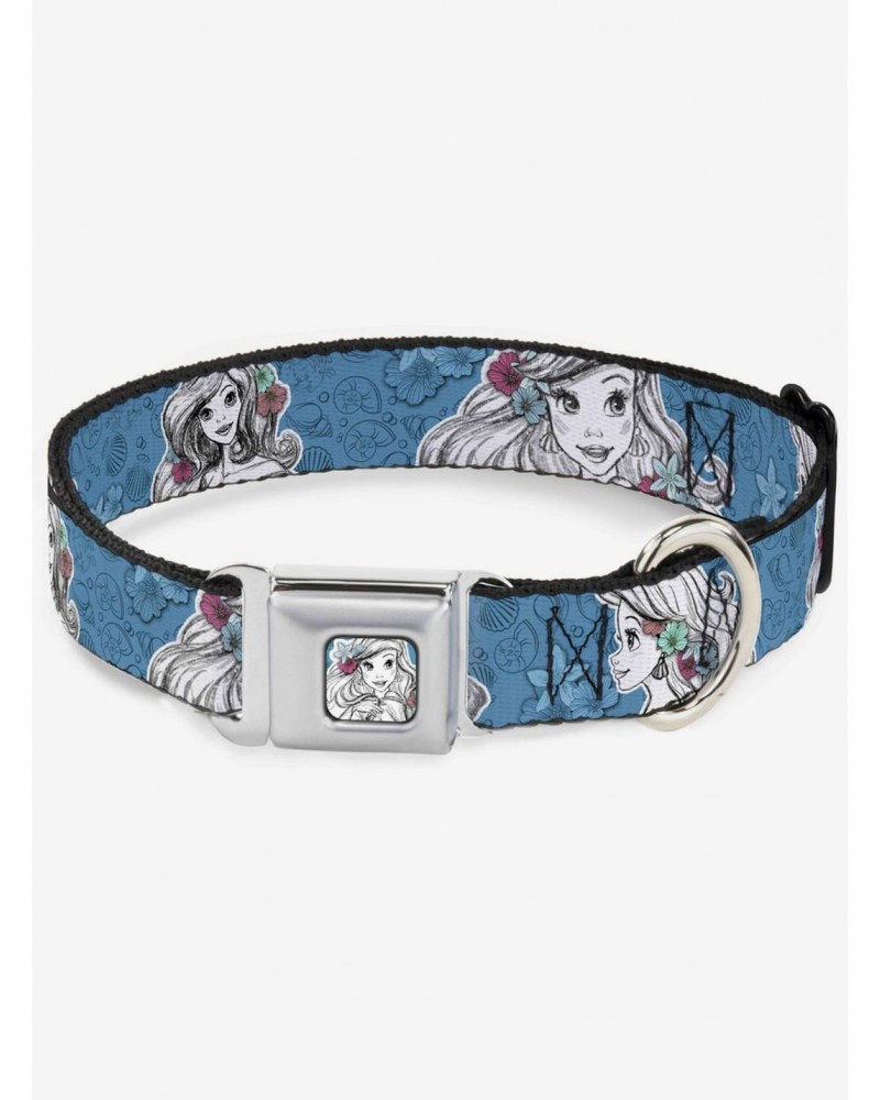 Disney The Little Mermaid Ariel Shells Sketch Seatbelt Buckle Dog Collar $9.21 Pet Collars