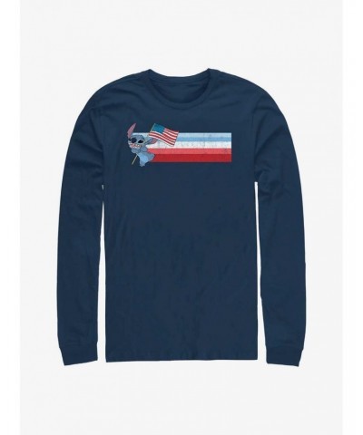 Disney Lilo & Stitch Patriotic Stitch Long Sleeve T-Shirt $12.83 T-Shirts