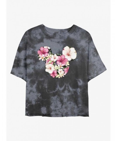 Disney Mickey Mouse Tropical Ears Tie-Dye Girls Crop T-Shirt $9.83 T-Shirts