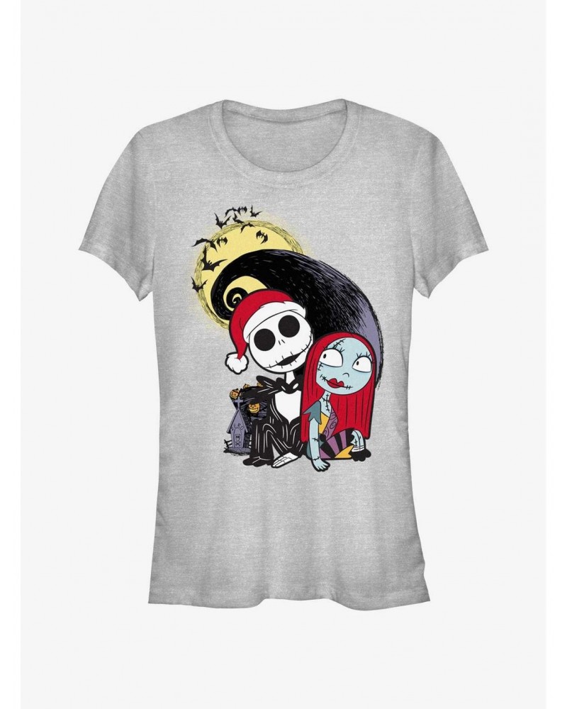 Disney The Nightmare Before Christmas Santa Jack and Sally Girls T-Shirt $10.96 T-Shirts