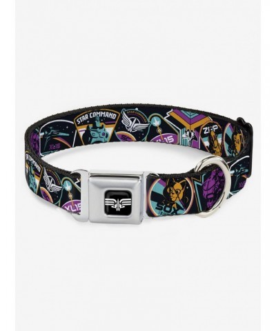 Disney Pixar Lightyear Mission Patches Collage Multicolor Seatbelt Buckle Dog Collar $10.96 Pet Collars