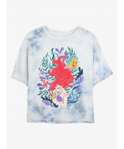 Disney The Little Mermaid Coral Reef Ariel Tie-Dye Girls Crop T-Shirt $8.67 T-Shirts