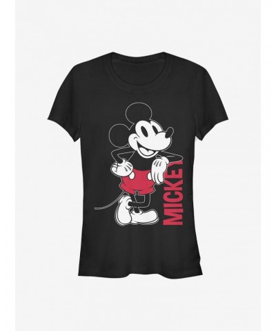 Disney Mickey Mouse Mickey Leaning Girls T-Shirt $10.71 T-Shirts