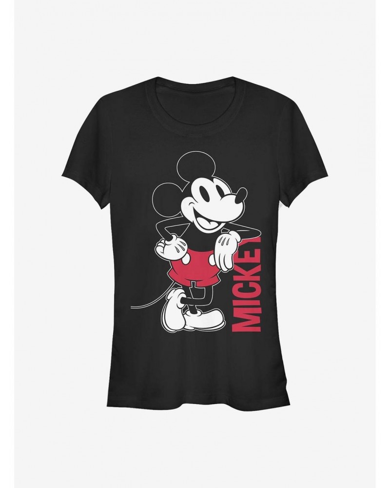 Disney Mickey Mouse Mickey Leaning Girls T-Shirt $10.71 T-Shirts