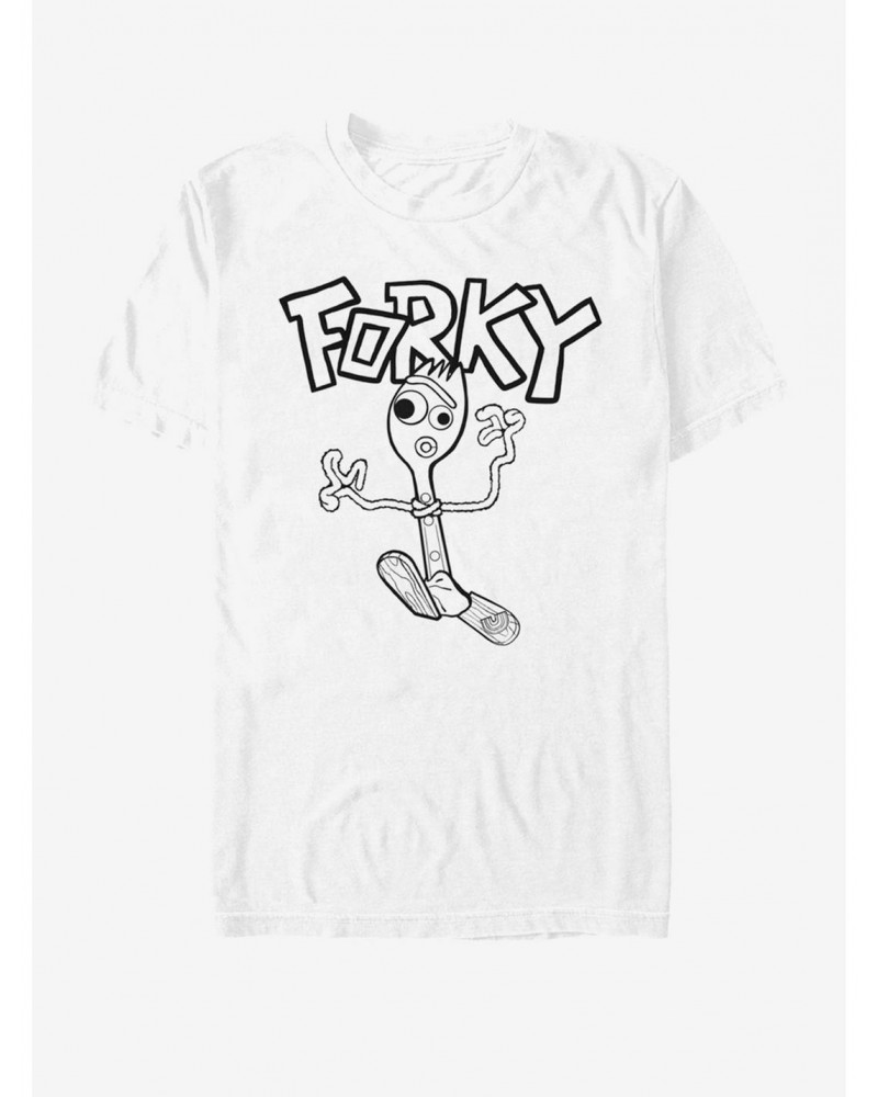 Disney Pixar Toy Story 4 Doodle Fork White T-Shirt $8.96 T-Shirts