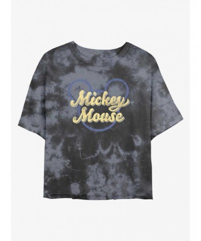 Disney Mickey Mouse Mickey Script Tie-Dye Girls Crop T-Shirt $12.14 T-Shirts
