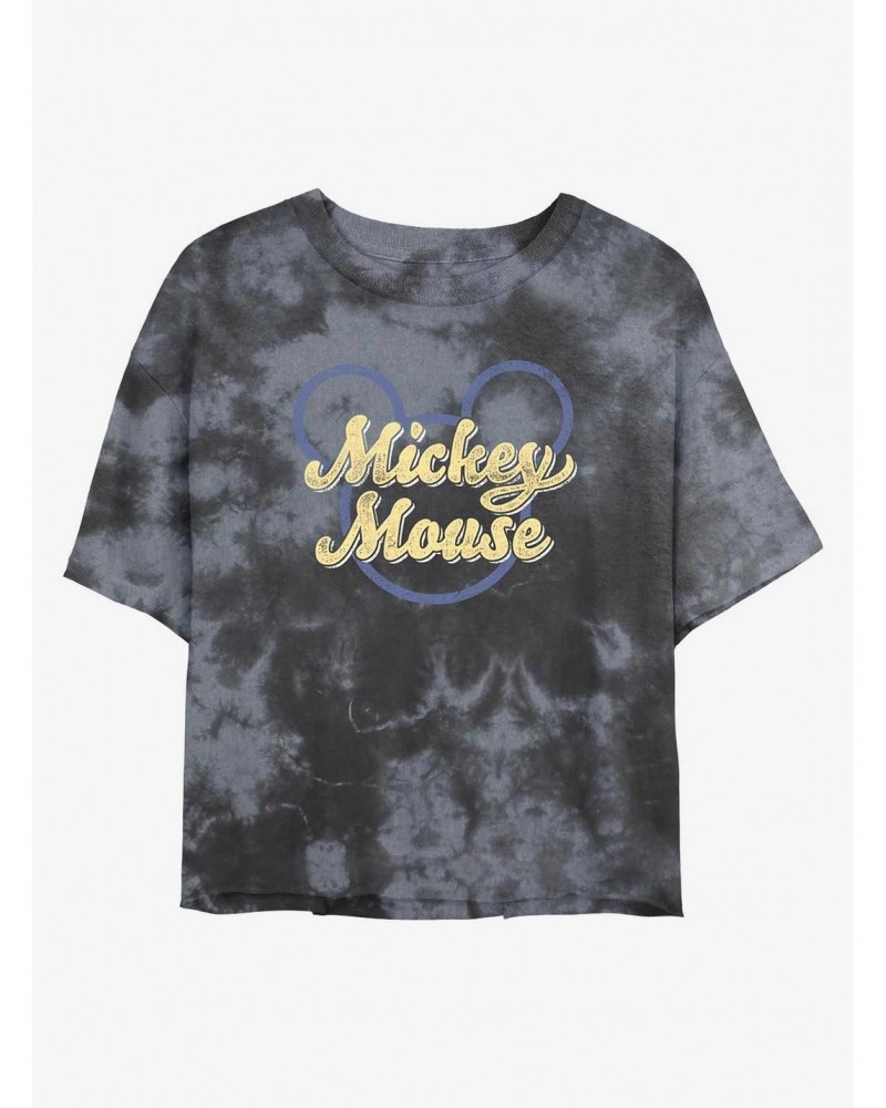 Disney Mickey Mouse Mickey Script Tie-Dye Girls Crop T-Shirt $12.14 T-Shirts