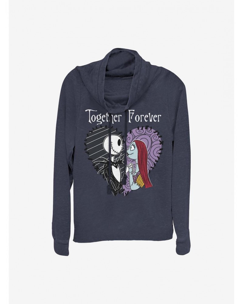 The Nightmare Before Christmas Jack & Sally Together Forever Cowlneck Long-Sleeve Girls Top $15.72 Tops