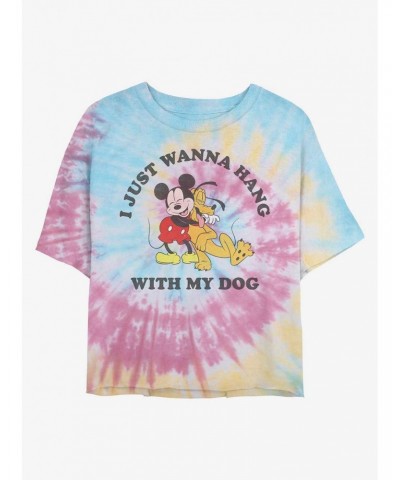 Disney Mickey Mouse Dog Lover Tie Dye Crop Girls T-Shirt $8.61 T-Shirts