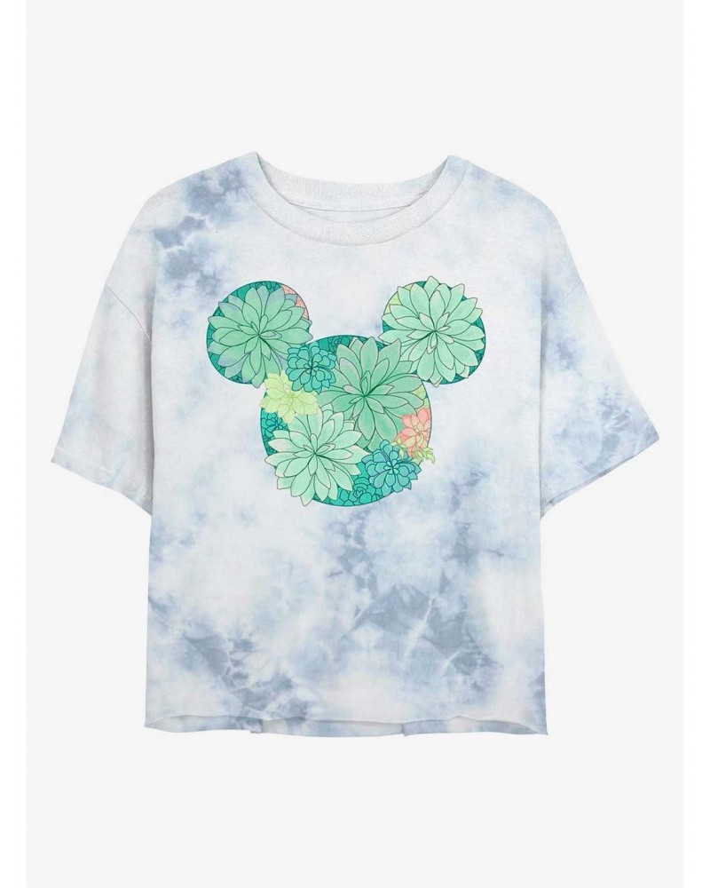 Disney Mickey Mouse Succulents Tie-Dye Girls Crop T-Shirt $10.69 T-Shirts