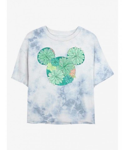 Disney Mickey Mouse Succulents Tie-Dye Girls Crop T-Shirt $10.69 T-Shirts
