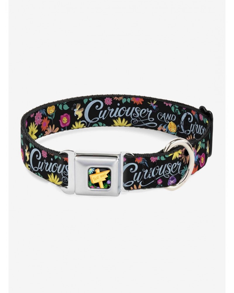 Disney Alice In Wonderland Curiouser And Curiouser Flowers Of Wonderland Seatbelt Buckle Dog Collar $12.20 Pet Collars