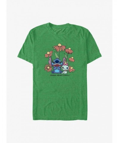 Disney Lilo & Stitch Chibi Floral T-Shirt $9.56 T-Shirts